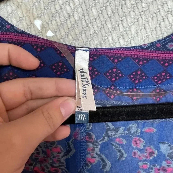 Wallflower Blue Pink Longline Paisley Kimono Cardigan Duster Sz M Boho Western - Picture 3 of 8